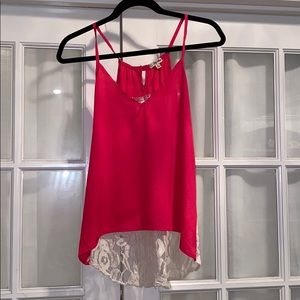 Hot Pink Tank Top with Lace Back